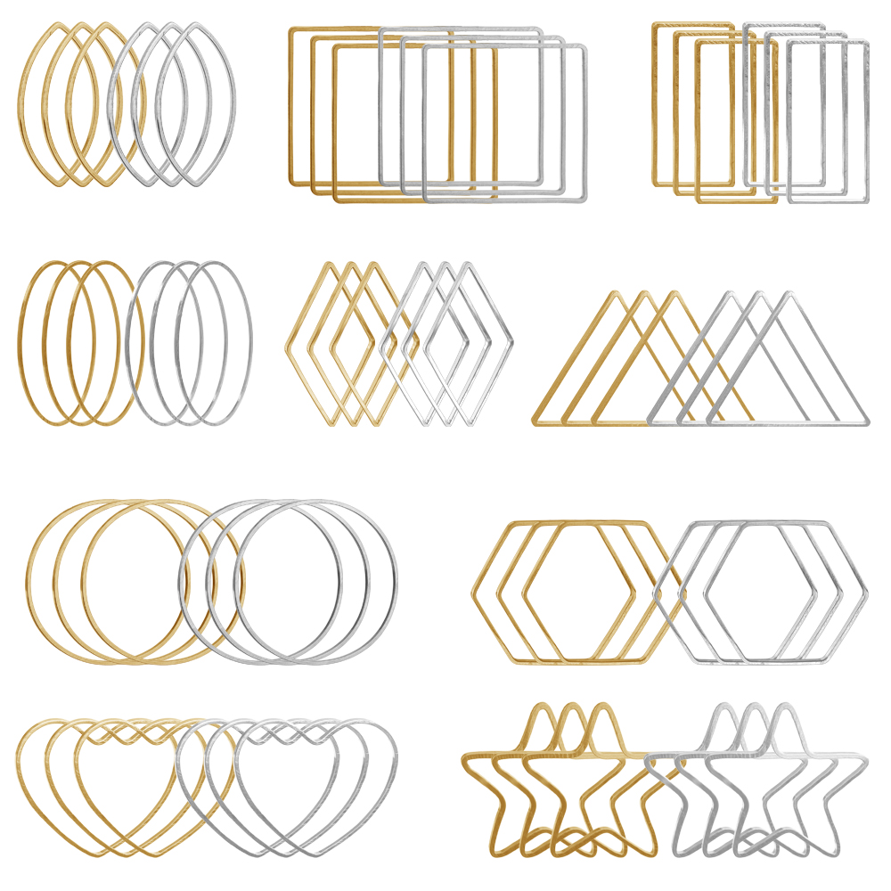 Jewelry Making Metal Supplies - 20Pcs Gold Silver Hollow Frame Bezel